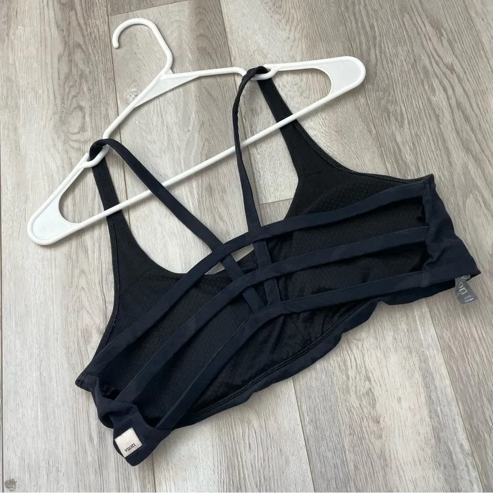 Vuori Sports Bra caged strappy camo yosemite womens Black (large) workout gym